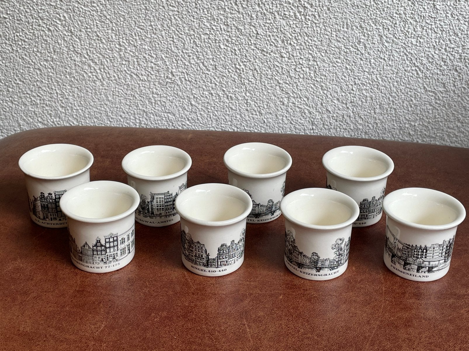 8 eierdopjes Villeroy & Boch, Amsterdamse grachten, Gebruikt, Overige typen, Ophalen of Verzenden, Overige stijlen