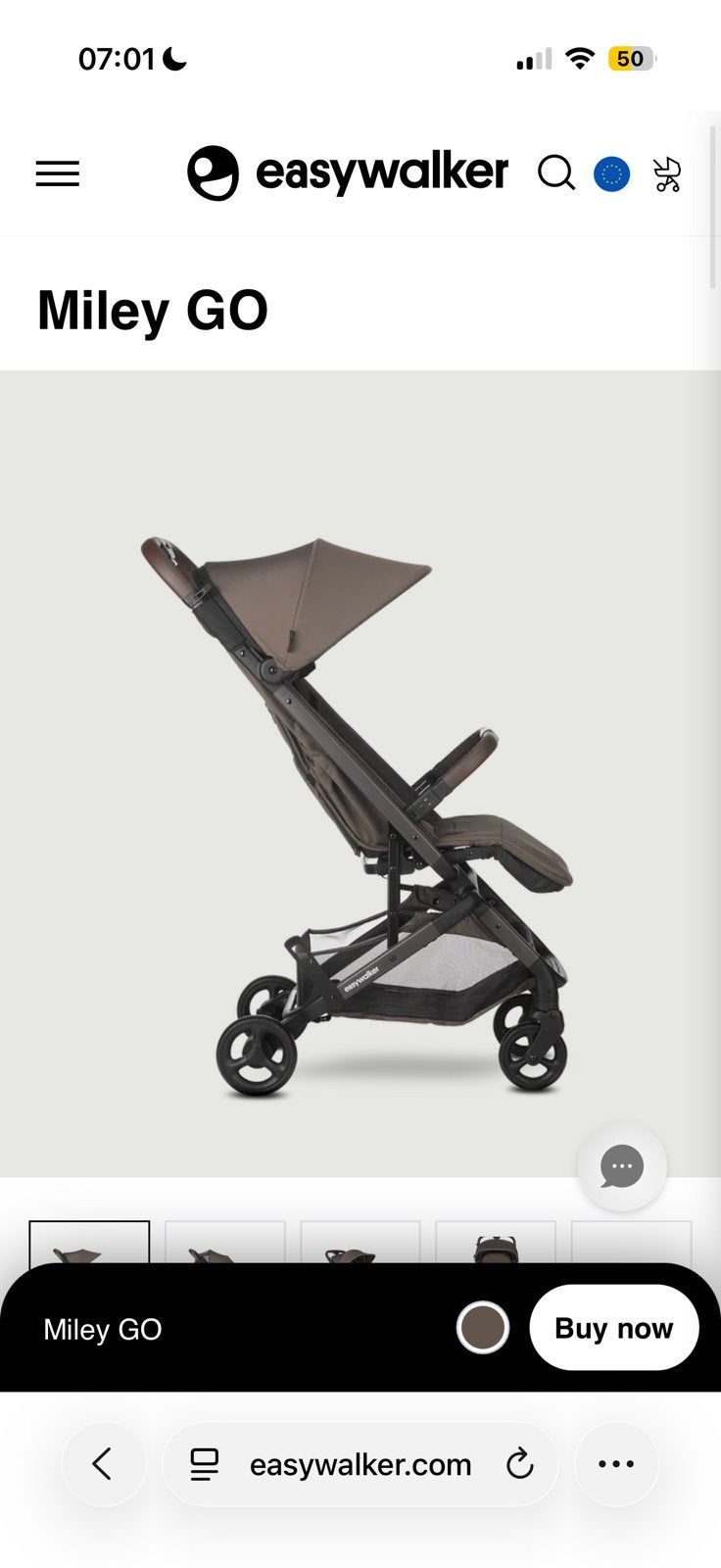 Easywalker Miley Go chestnut brown met hoes en tas, Ophalen of Verzenden, Nieuw