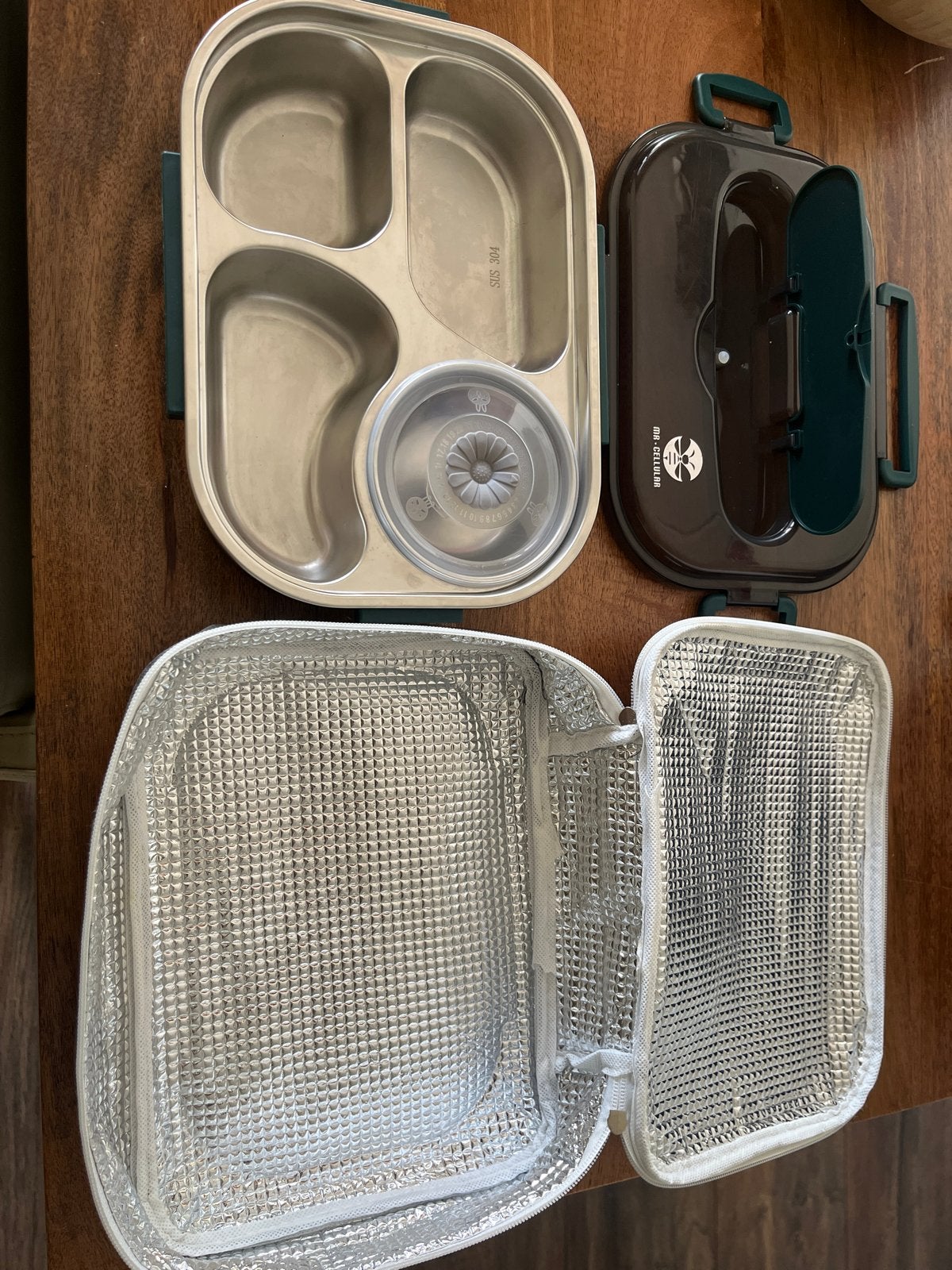 Mooie lunchbox met RVS binnenkant en koeltas, Ophalen of Verzenden, Zo goed als nieuw, Metaal, Broodtrommel