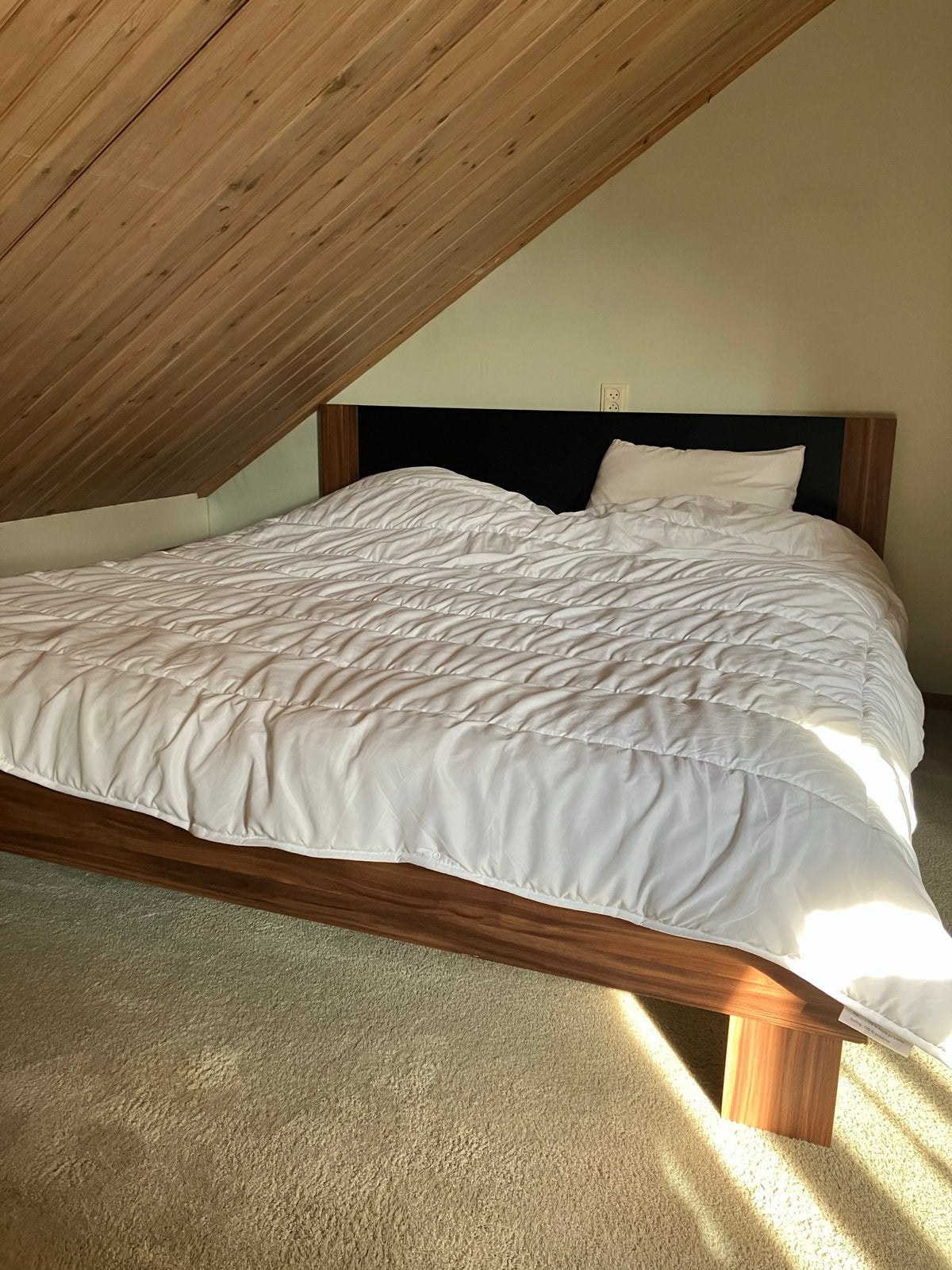 Tweepersoonsbed met 2 nachtkastjes, Huis en Inrichting, Ophalen, Bruin, Tweepersoons, Zo goed als nieuw