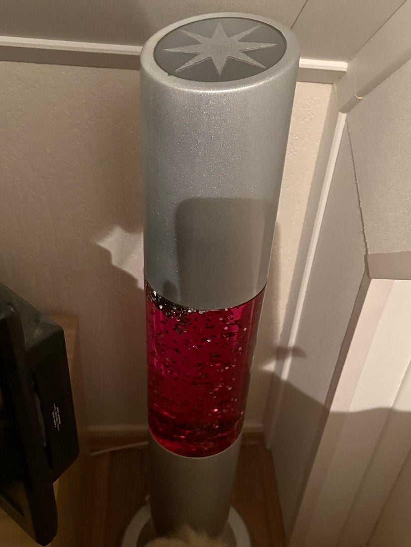 Glitterlamp met roze vloeistof en zilveren glitters, Ophalen, Kunststof, 100 tot 150 cm, Overige fittingen