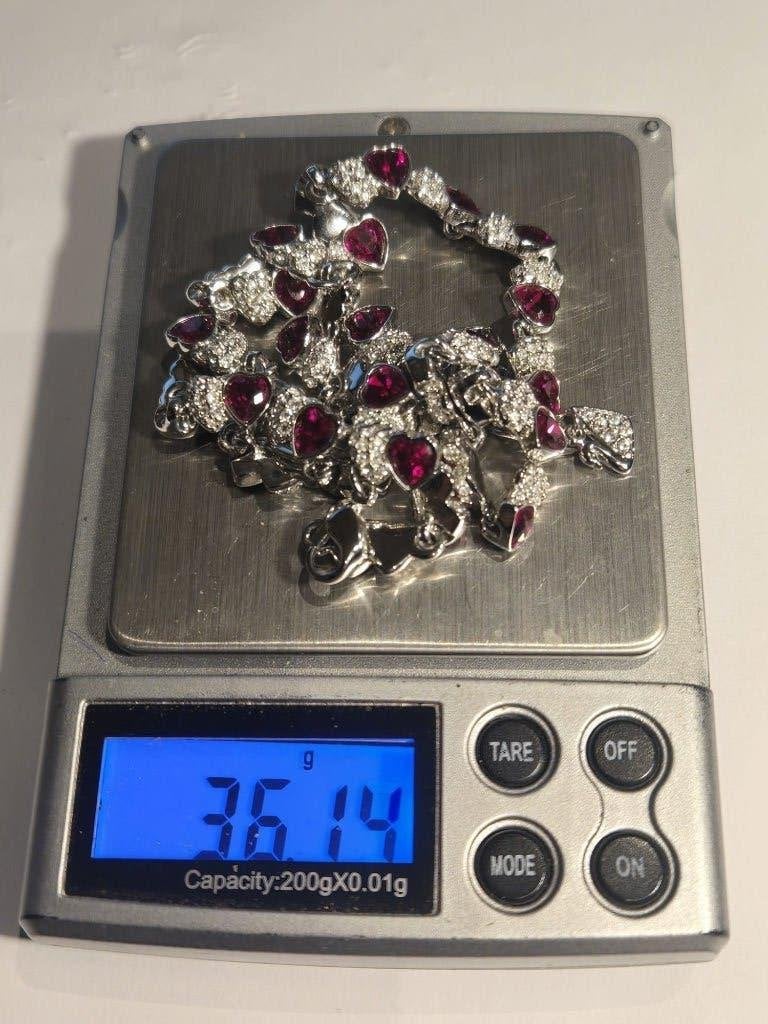 Foto 10 van Swarovski collier rode harten kristallen + doos certificaat