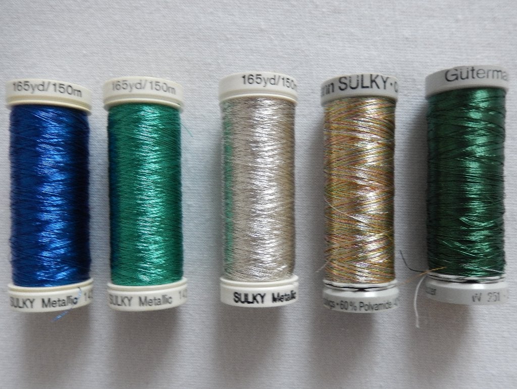 5 Nieuwe klosjes metallic Gutermann Sulky garen, Ophalen of Verzenden, Nieuw, Garen of Naald(en)