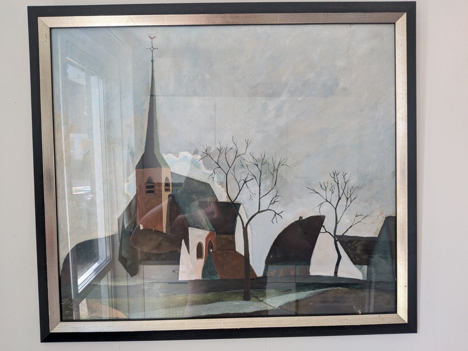 Stadsgezicht met kerk van P. de Rijcke, Doek, Realistisch, Olieverf, Stads- / dorpsgezicht