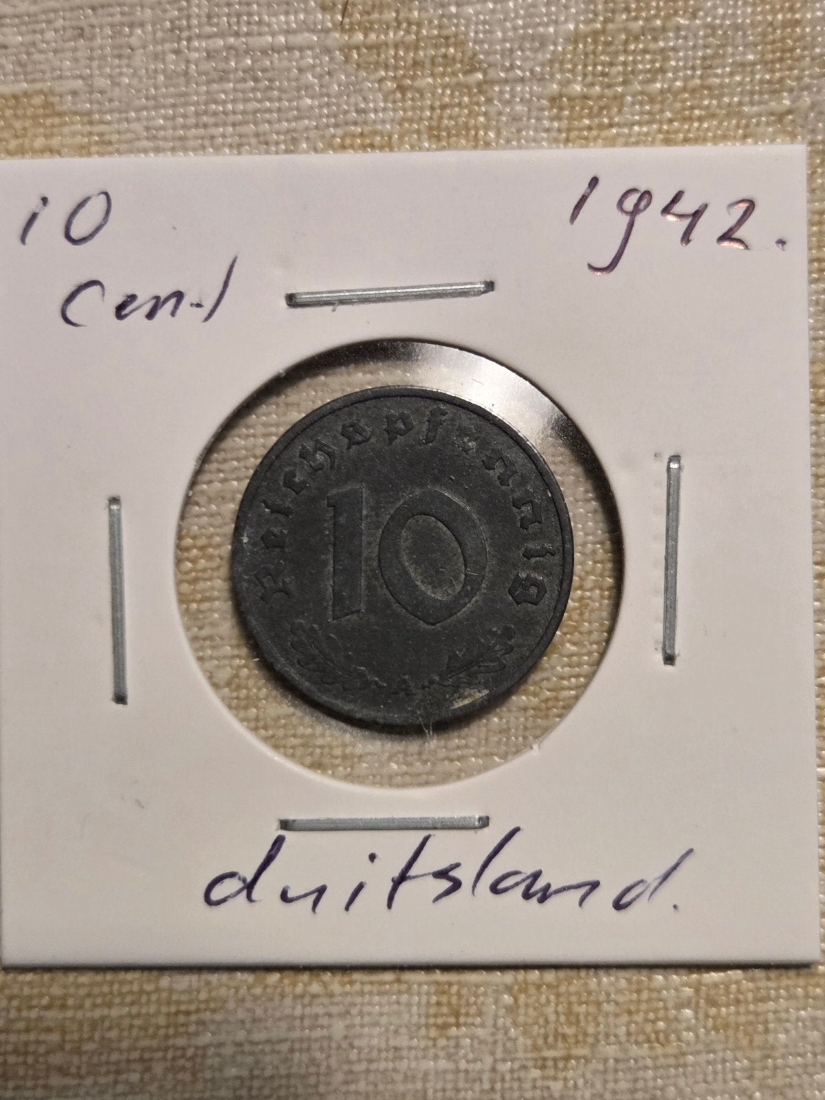 Duitse 10 Reichspfennig munt 1942, Ophalen of Verzenden, Duitsland