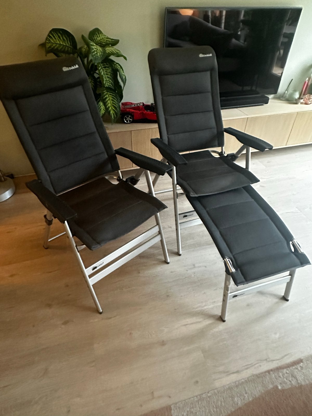 Dukdalf XL Campingstoelen met voetenbankje, Caravans en Kamperen, Ophalen, Gebruikt, Campingstoel