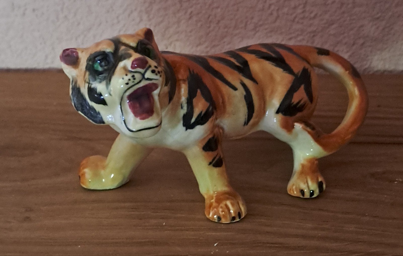 Vintage keramische tijger beeldje - Handgeschilderd, Ophalen of Verzenden