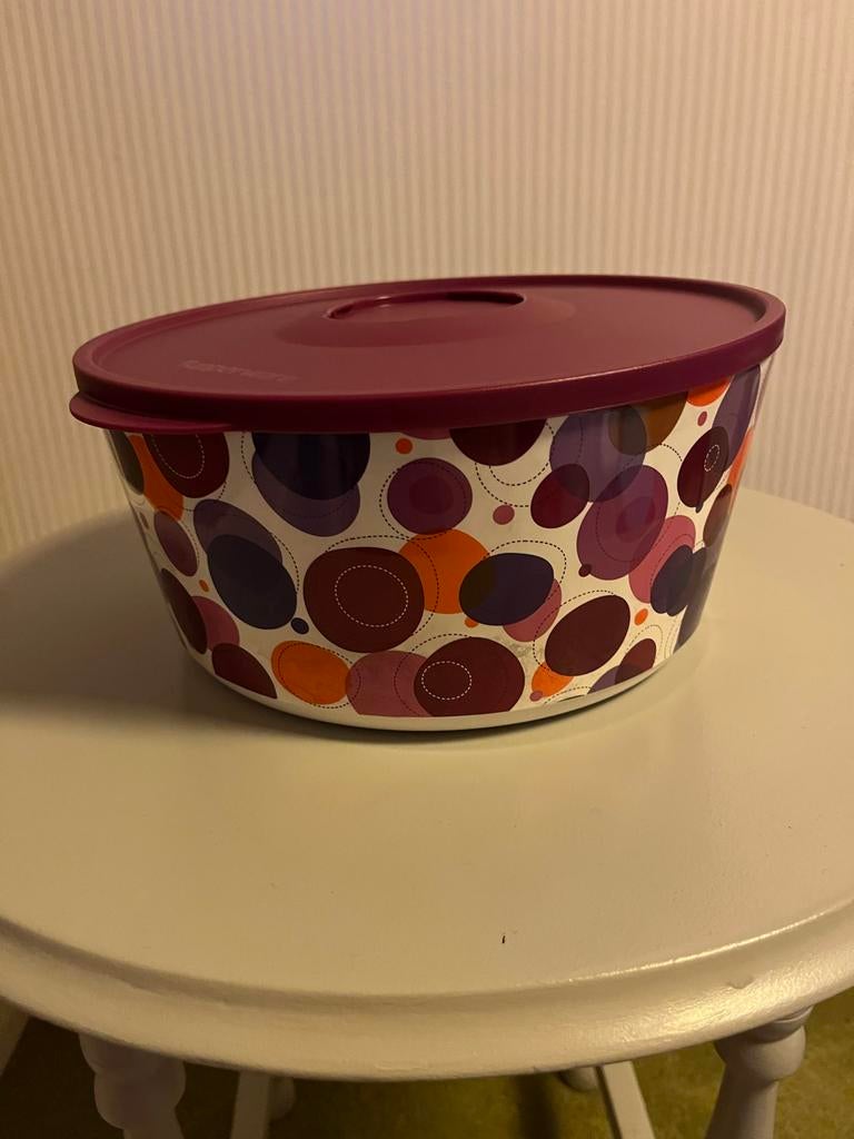Tupperware schaal met deksel, kleurrijk design, Ophalen of Verzenden, Nieuw, Oranje, Schaal