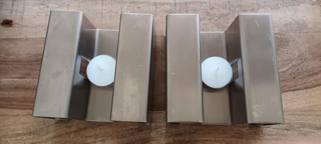 2 design rechauds, warmhoudplaatjes voor waxinelichtjes, Overige typen, Zilver, Ophalen of Verzenden, Zo goed als nieuw