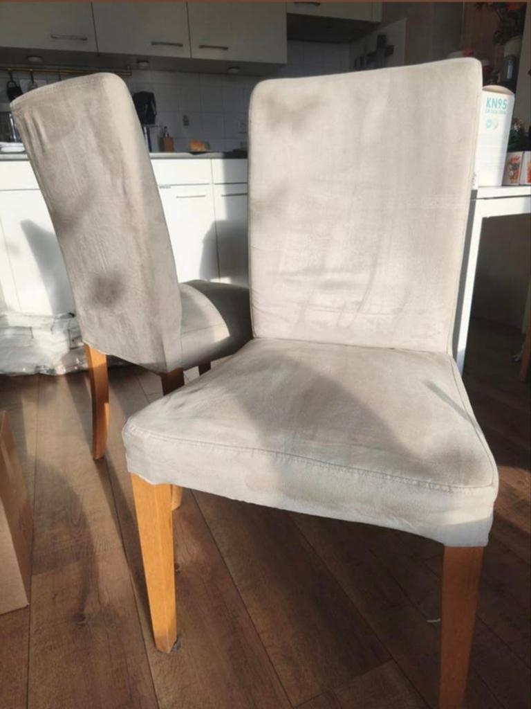 Eettafel stoelen 4 stuks beige uitwasbaar, Ophalen, Gebruikt, Overige kleuren, Vier