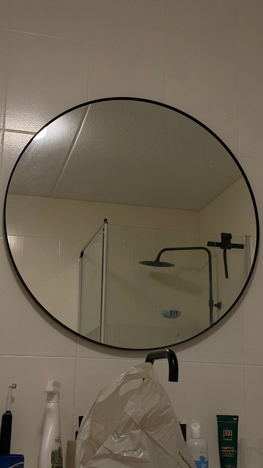 Ikea lindbyn spiegel 110cm, Ophalen, 100 tot 150 cm, Rond, Zo goed als nieuw