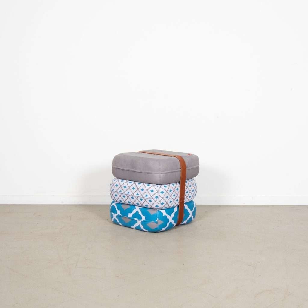 10x Fatboy Baboesjka Poef Blauw/Grijs Stof (Patroon 2)