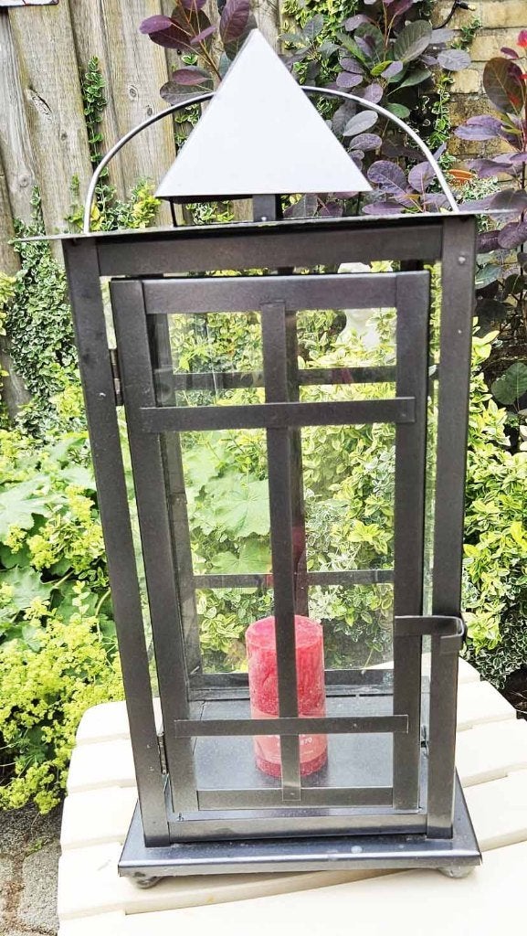 Stevige stallantaarn plm. 50cm hoog, 25 tot 40 cm, Vierkant, Ophalen of Verzenden, Zo goed als nieuw