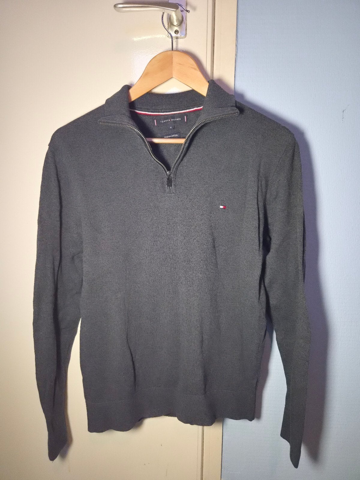 Tommy Hilfiger Half-Zip Schipperstrui – Grijs – Maat M, Kleding | Heren, Maat 48/50 (M), Tommy Hilfiger, Ophalen of Verzenden