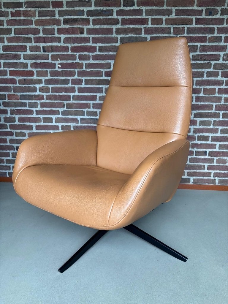 Montel relaxfauteuil (draai) Ergo leder clubroyal lightbrown, Ophalen, Gebruikt, 50 tot 75 cm, Leer