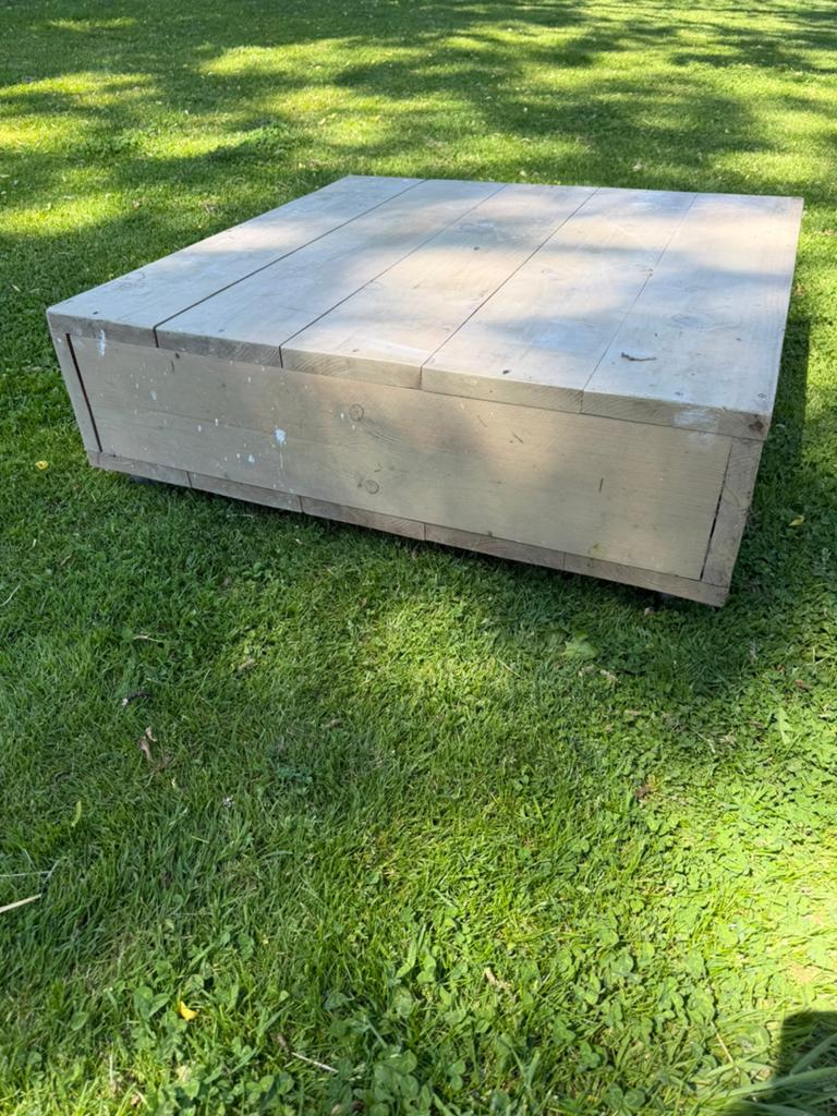 Salon tafel van steigerhout met wielen, Ophalen, Gebruikt, Vierkant, Hout