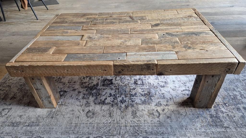 Robuuste salontafel Roka gemaakt met steigerhout, Huis en Inrichting, Tafels | Salontafels, Ophalen, 100 tot 150 cm, 50 tot 100 cm
