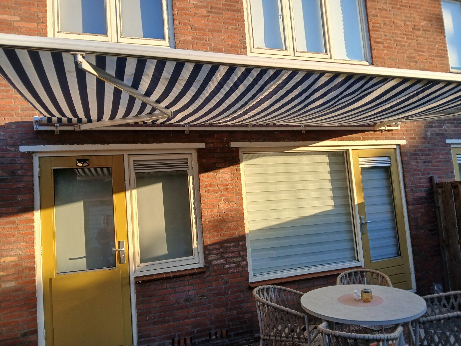 Zonwering/ zonnescherm 5 meter breed, Ophalen, Gebruikt, Knikarmscherm