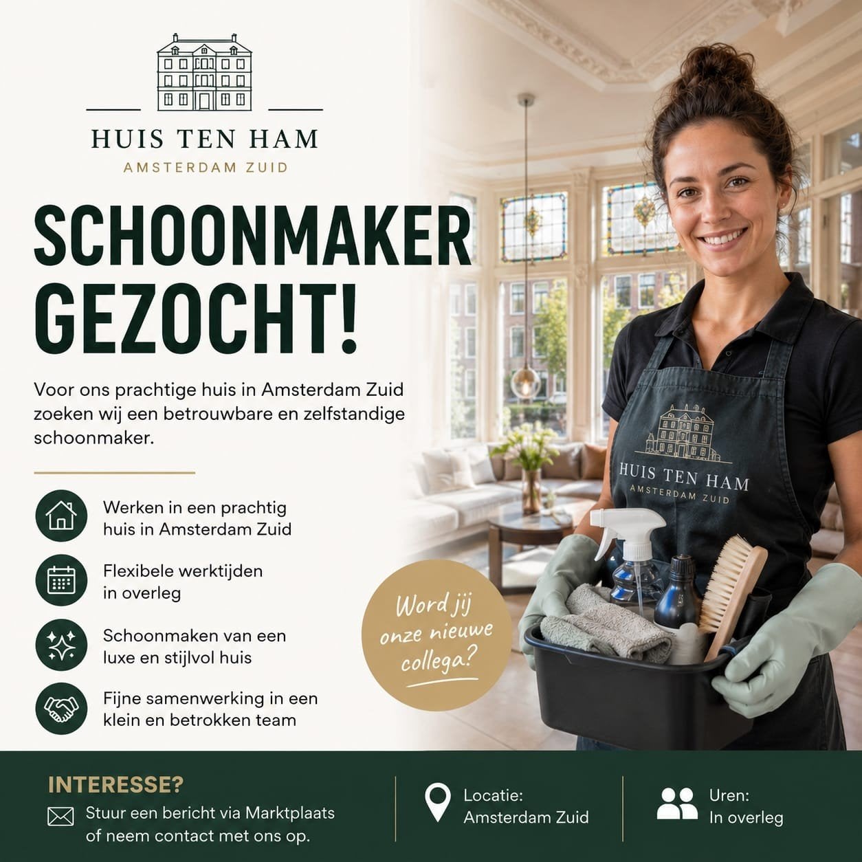 Schoonmaakster gezocht Amsterdam Zuid, Overige niveaus, Overige vormen