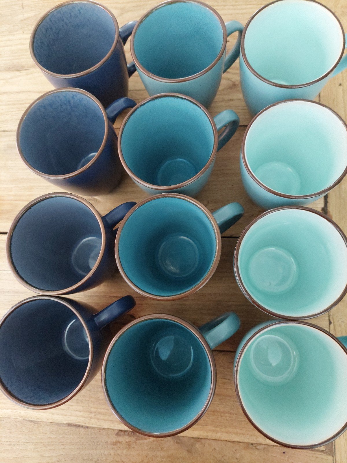 zgan 12 Blauwe mokken van Elin., Huis en Inrichting, Keuken | Servies, Keramiek, Ophalen of Verzenden, Zo goed als nieuw, Kom(men)