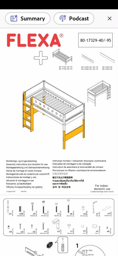 FLEXA WHITE - Straight Ladder and Legs for High Bed, Ophalen, 90 cm, Wit, Tweepersoons