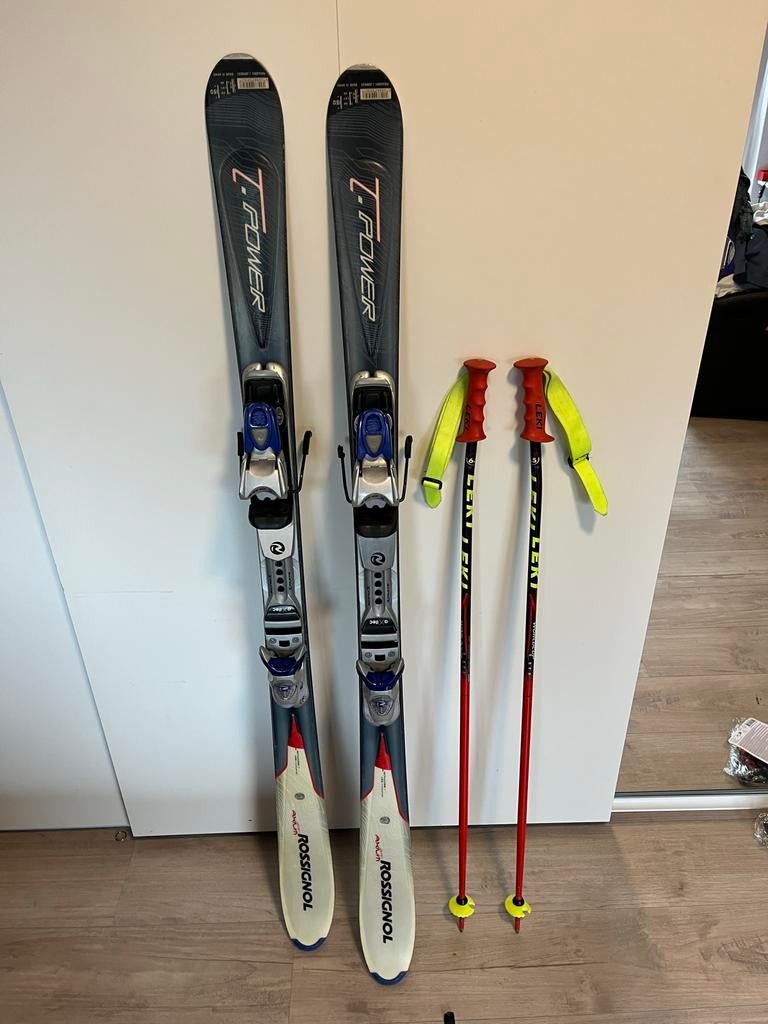 Rossignol Ski's met Leki Stokken, Sport en Fitness, Skiën en Langlaufen, 140 tot 160 cm, Rossignol, Ophalen of Verzenden, Zo goed als nieuw