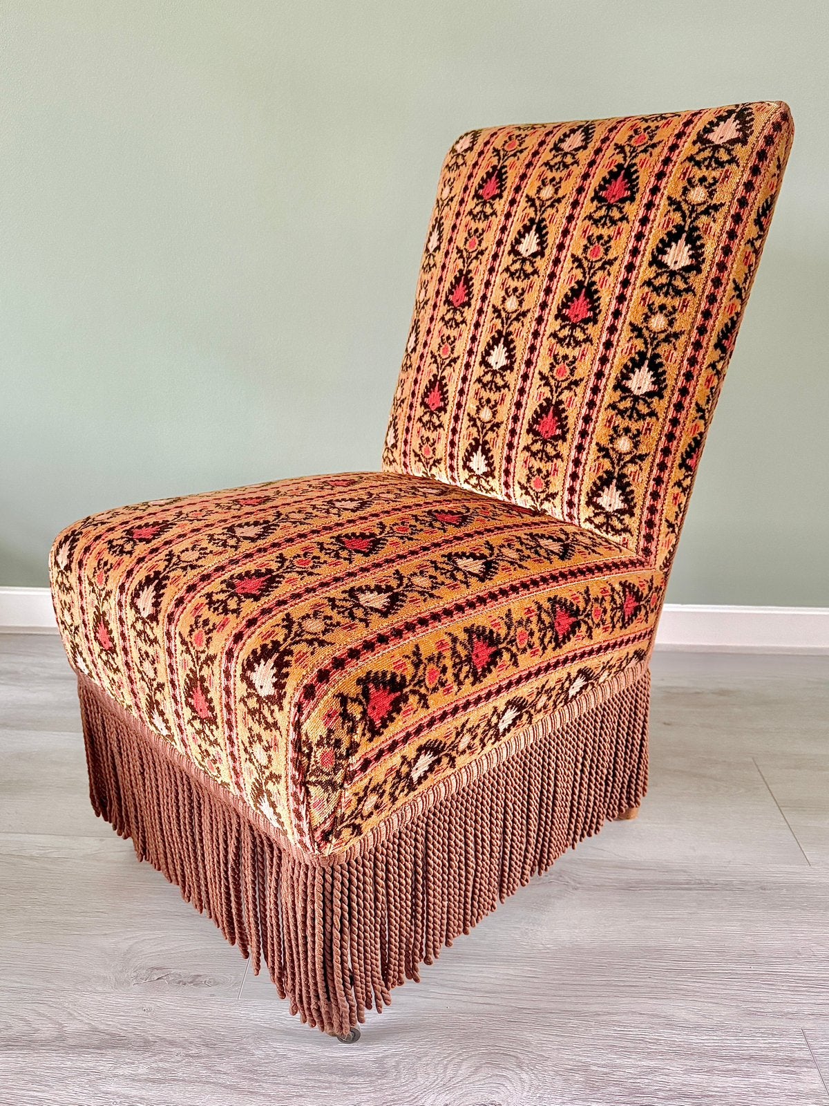 Prachtige vintage boudoir cocktailstoel franje stoeltje, Antiek en Kunst, Ophalen