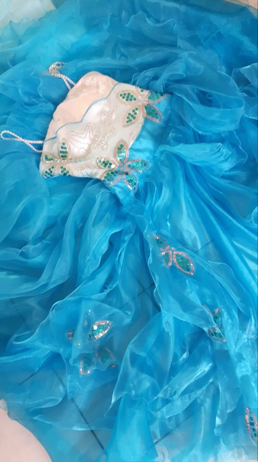 Unieke Gala Jurk - Eigen Ontwerp - Prinsessenjurk, Ophalen, Zo goed als nieuw, Blauw