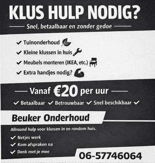 Klus hulp nodig? Ik help!
