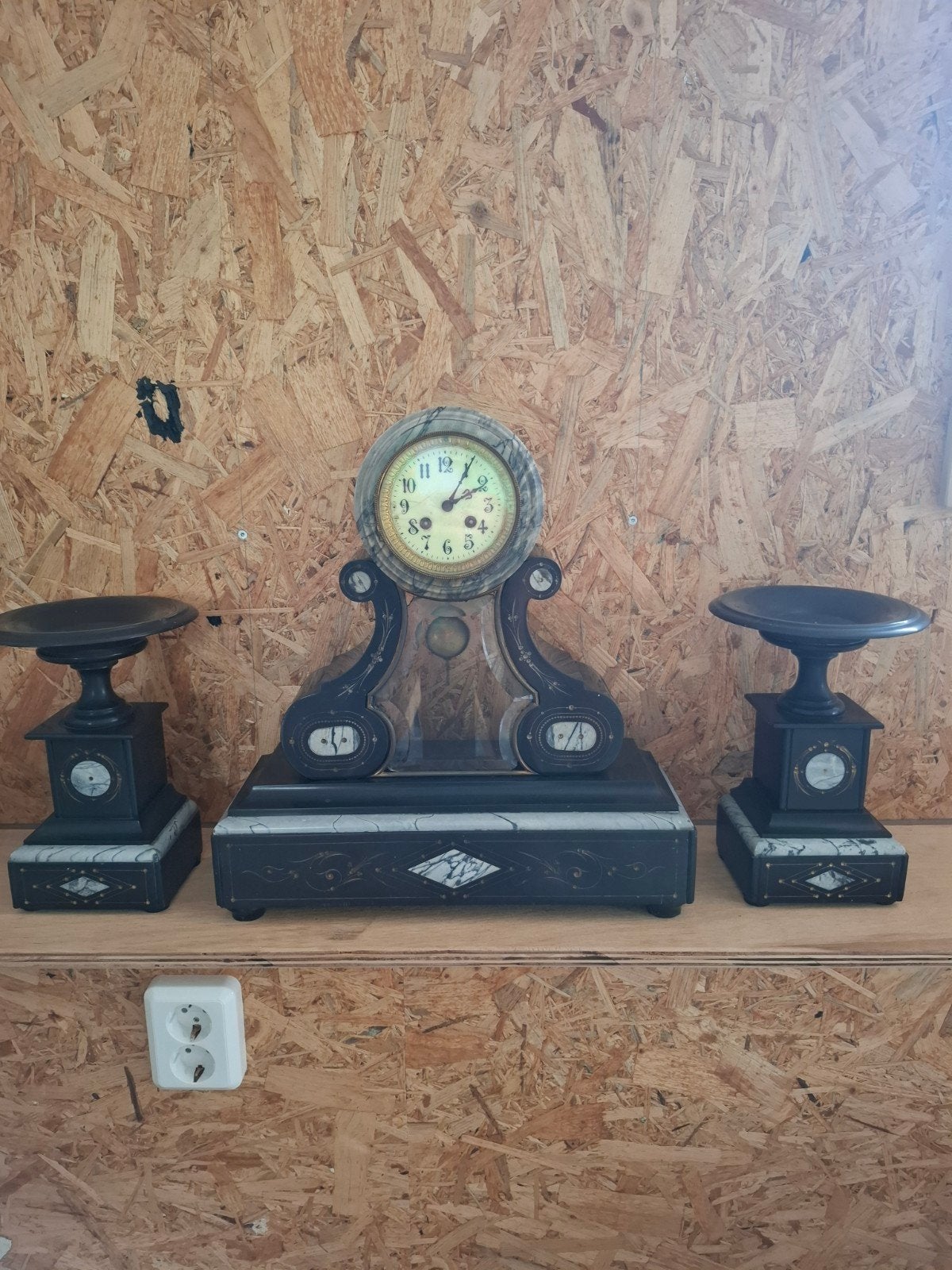 Franse pendule  klok met garnituur 1880, Ophalen of Verzenden