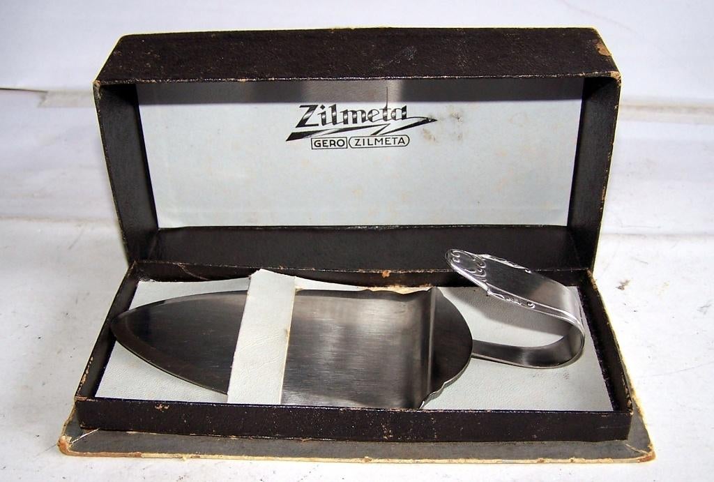 Antieke Gero Zilmeta taartschep in originele doos., Antiek en Kunst, Antiek | Bestek, Ophalen of Verzenden