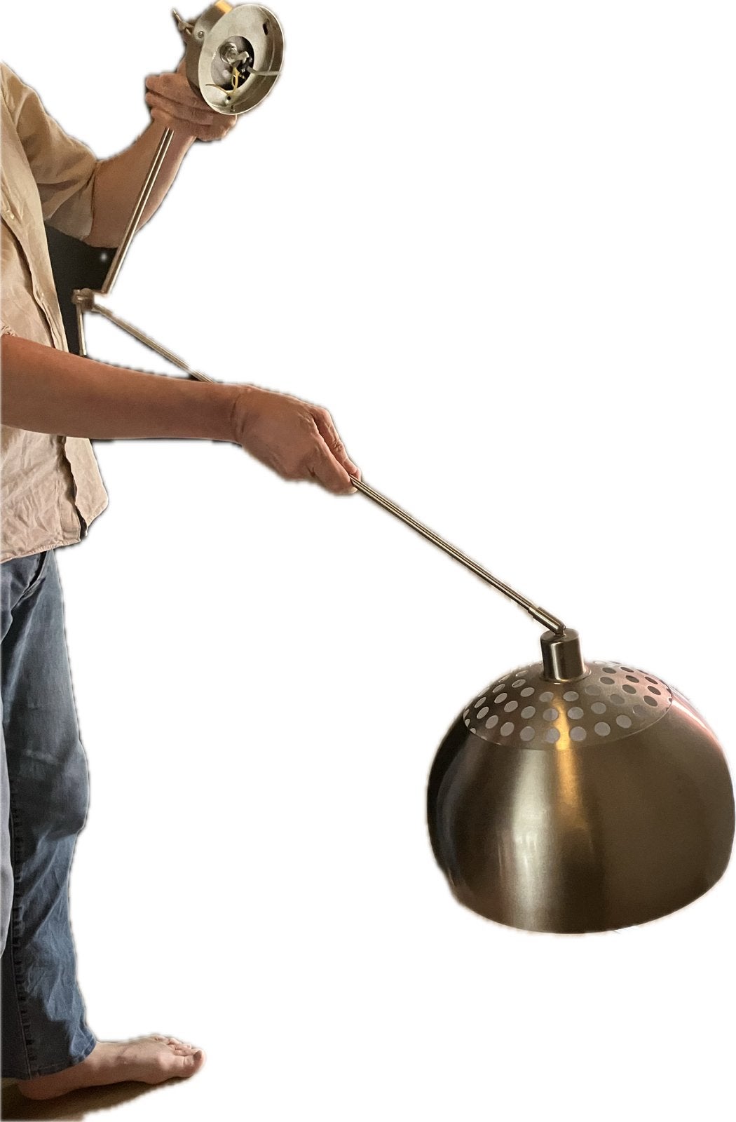 Hanglamp met knikarm, met metalen kap, Ophalen, Gebruikt, Metaal, E27 (groot)
