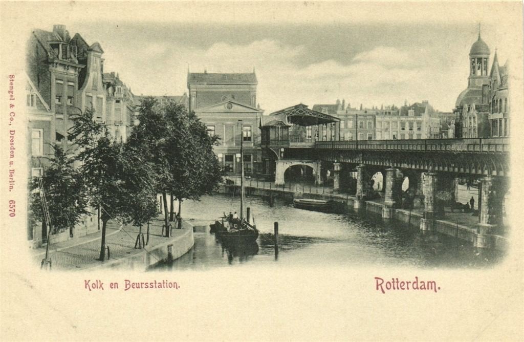 Kolk en Beursstation. - Rotterdam. - ongelopen, Verzenden, Voor 1920, Ongelopen, Zuid-Holland