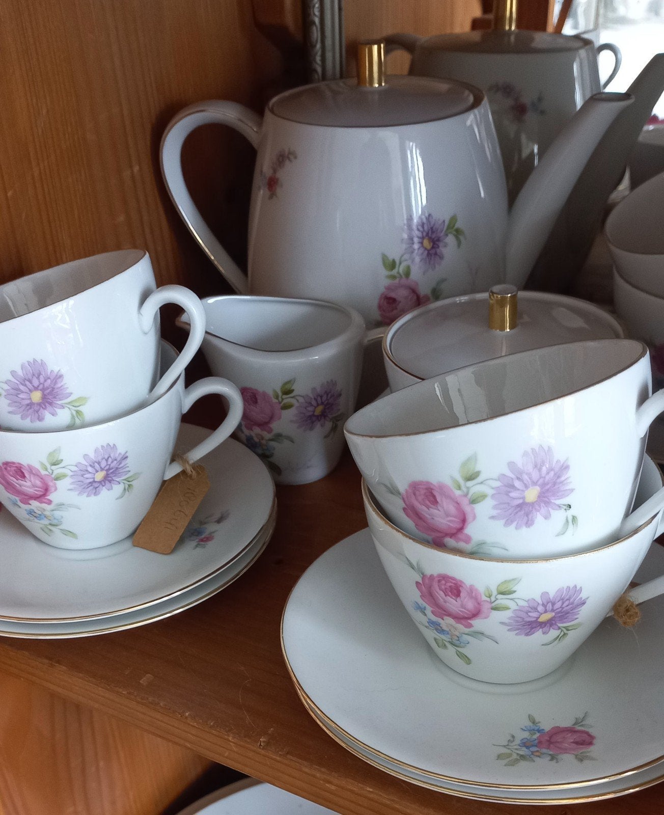 Brocant theeservies, pastelbloemen, Seltmann Weiden Bavaria, Antiek en Kunst, Curiosa en Brocante, Ophalen of Verzenden