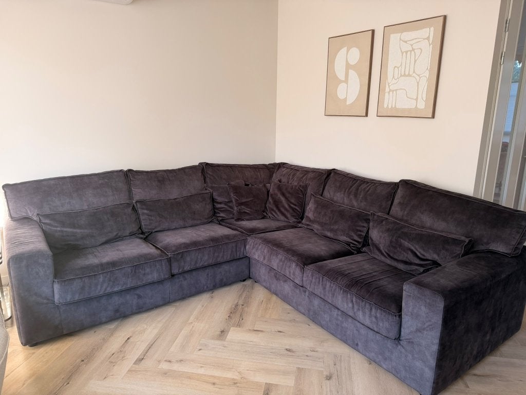 Mooie hoekbank – antraciet, Huis en Inrichting, Ophalen, Gebruikt, 100 tot 125 cm, 150 tot 200 cm