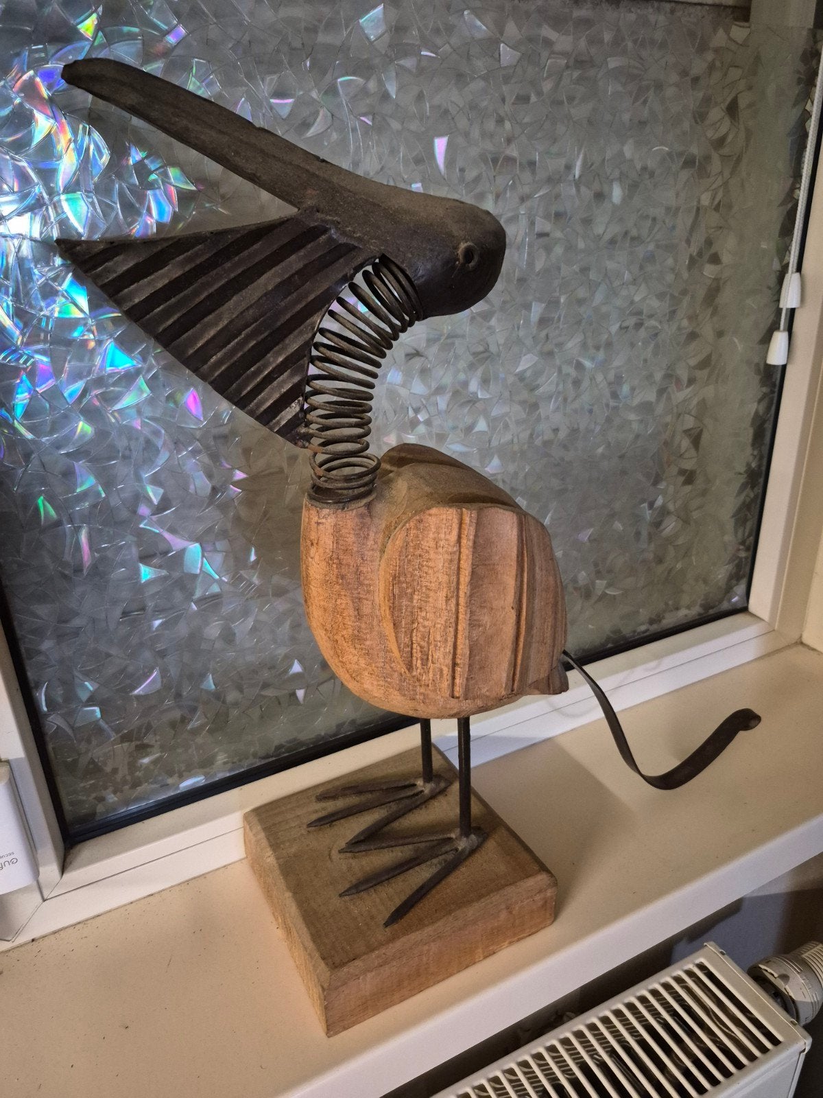 Woonaccessoires. 2 Houten vogels met metaal. Per stuk €20, Ophalen, Hout