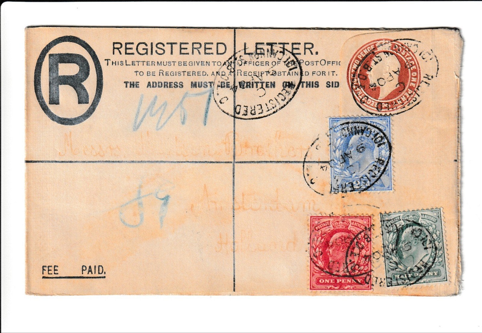 Britse Registered Letter Card 1904 (Edward VII) Aangetekend, Ophalen of Verzenden, Brief