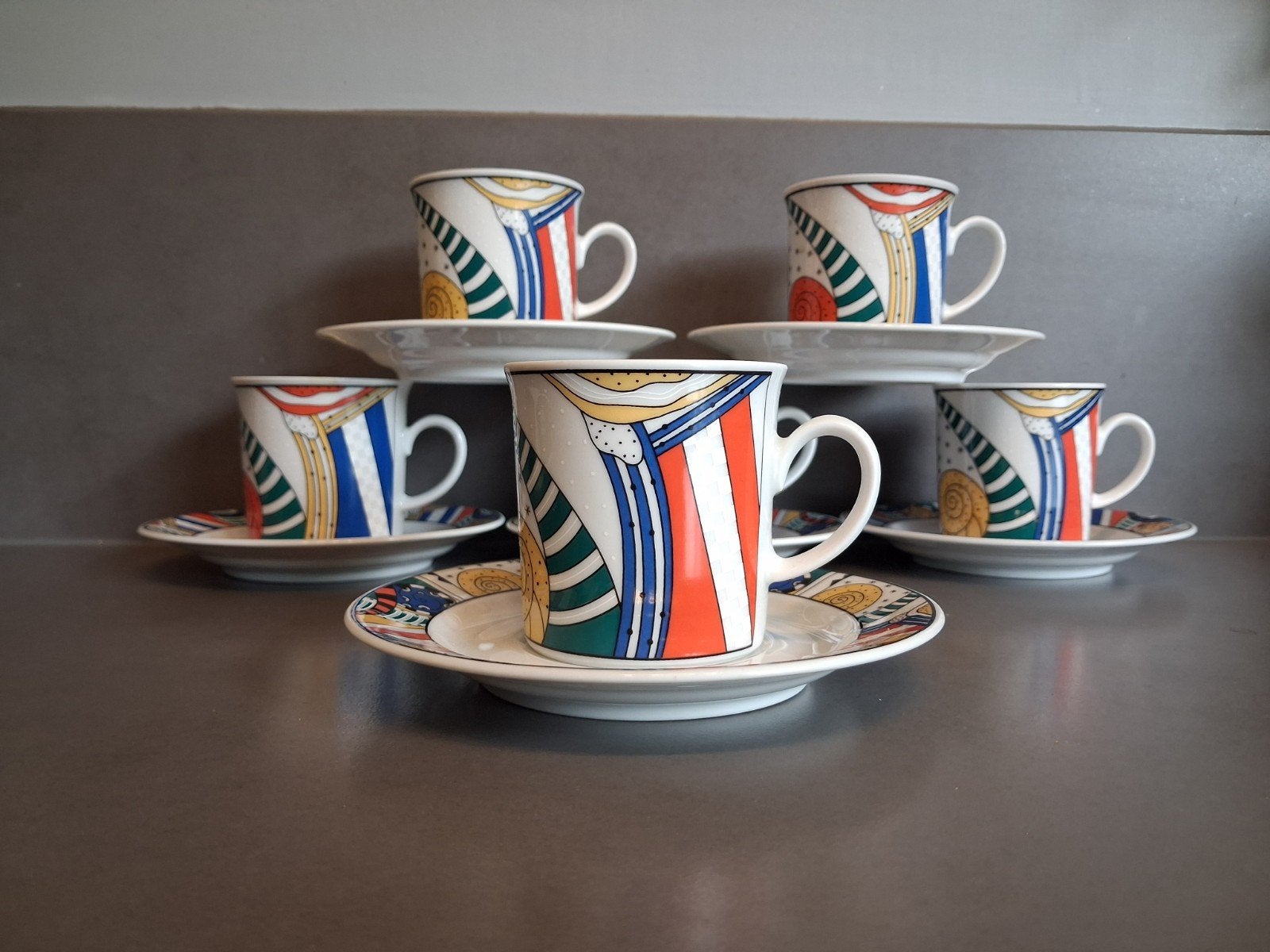 Vintage Postmodern Memphi Espresso Kop Schotel Winterling, Ophalen of Verzenden