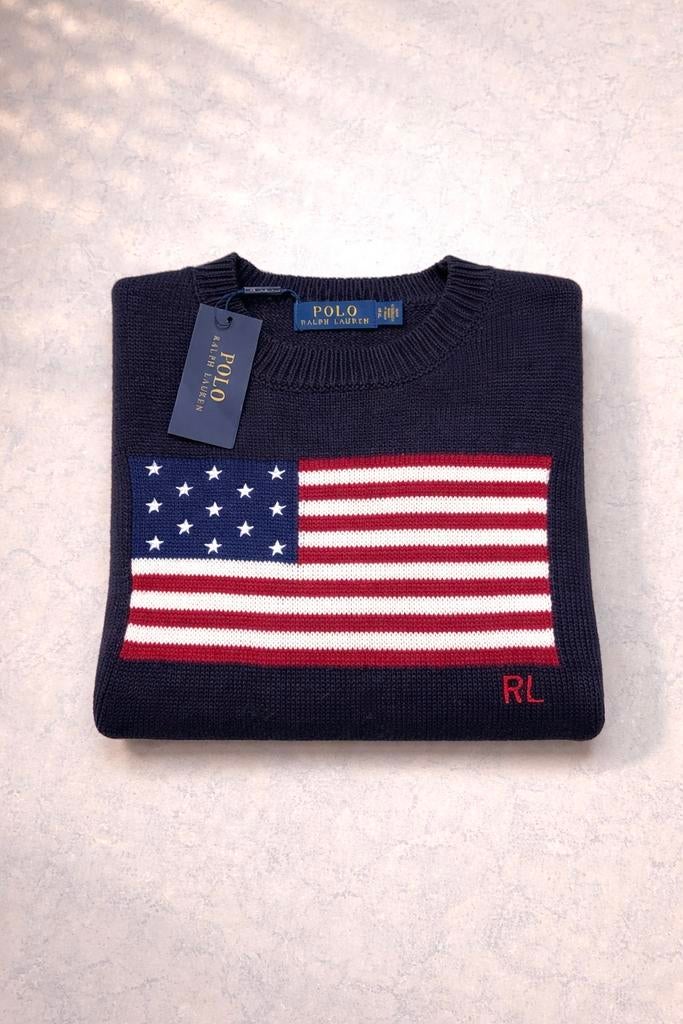 Ralph Lauren trui Amerikaanse vlag unisex maat S, Verzenden, Zo goed als nieuw, Maat 38/40 (M), Blauw