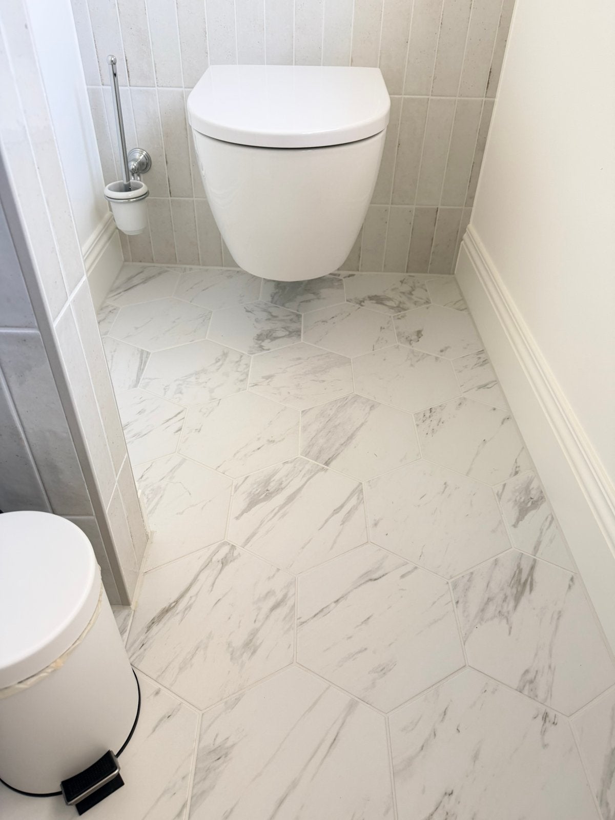 Hexagon Carrara 22x25,1 cm - marmer look tegels, Doe-het-zelf en Verbouw, Ophalen, Keramiek, Nieuw, 20 tot 40 cm