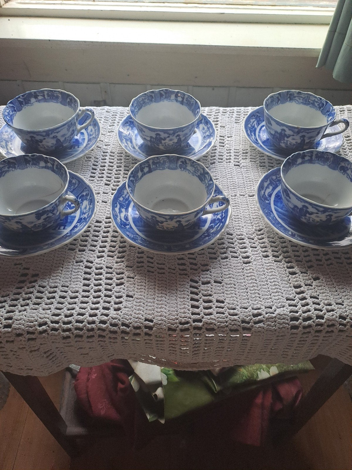 Set van 6 antieke Chinese theekopjes met schotels, Antiek en Kunst, Antiek | Porselein, Ophalen of Verzenden