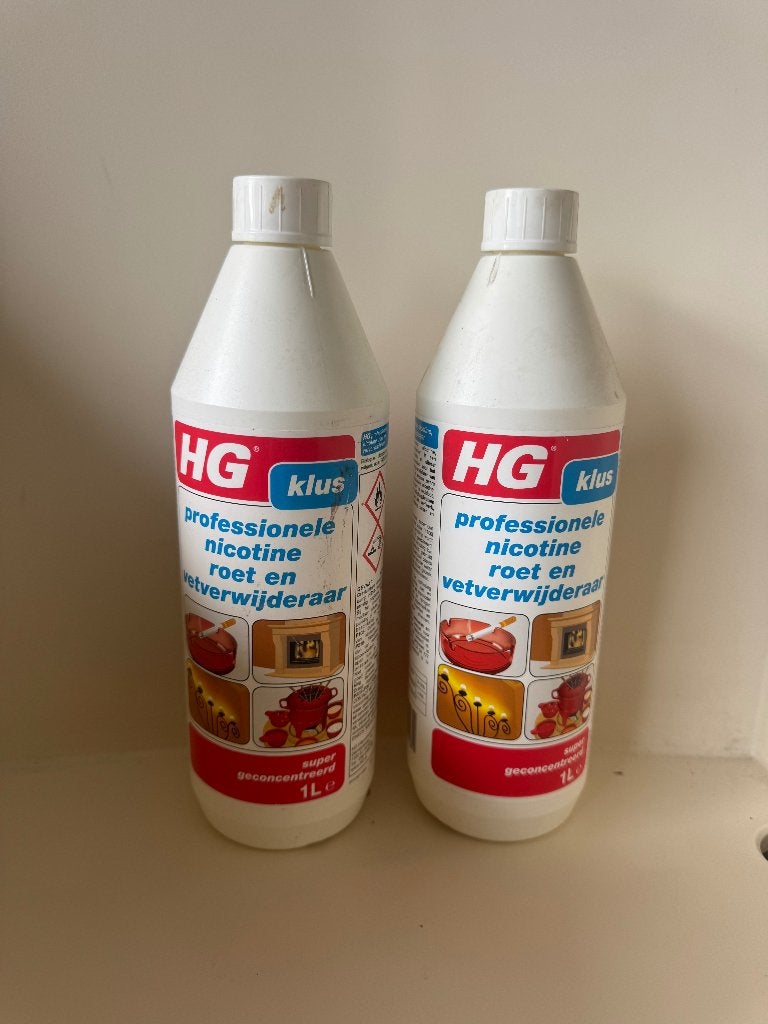 HG Nicotine/Roet en Vet verwijderaar 2 flessen, Ophalen of Verzenden, Schoonmaakmiddel