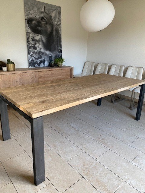 eiken tafel Henders en Hazel, Huis en Inrichting, Ophalen, 200 cm of meer, 50 tot 100 cm, Zo goed als nieuw