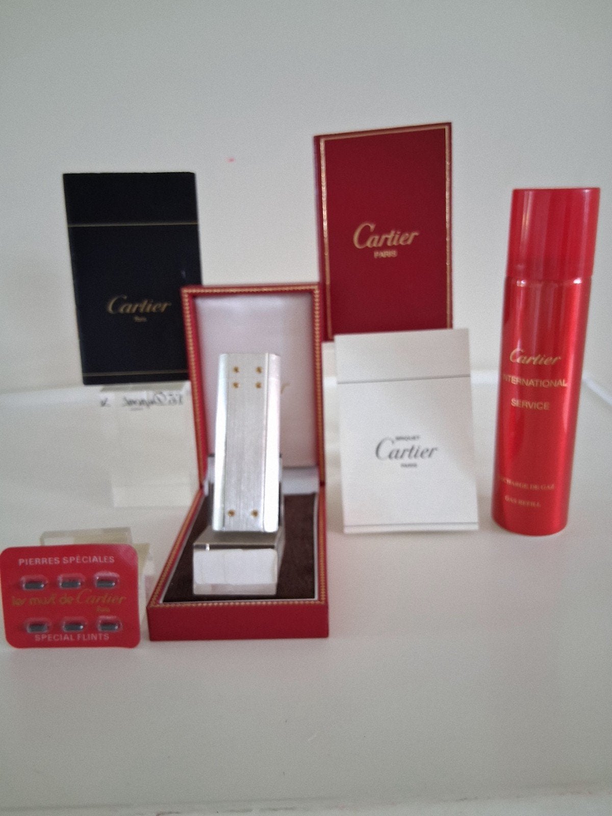 Dupont:Cartier Aansteker Zilver K Full Set + Cartier Gas., Ophalen of Verzenden, Gebruikt, Aansteker