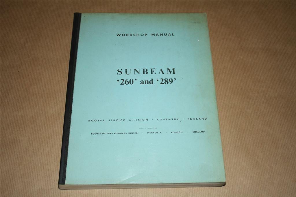 Sunbeam 260 and 289 - Workshop Manual, Ophalen of Verzenden