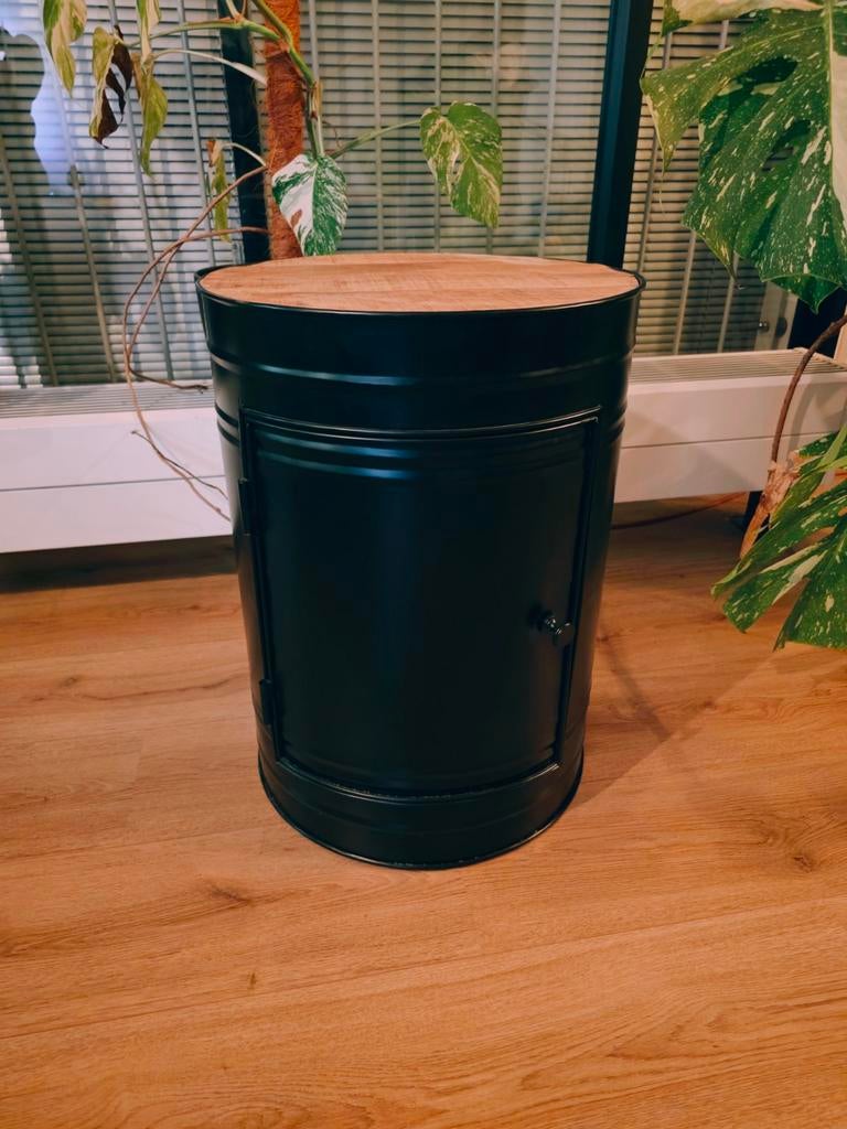 Industriële bijzettafel/nachtkastje met opbergruimte, Ophalen, Rond, Minder dan 55 cm, 45 tot 60 cm