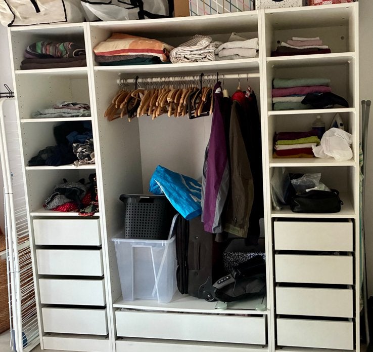 IKEA PAX kledingkast 200 cm met lades – wit, Ophalen, Zo goed als nieuw
