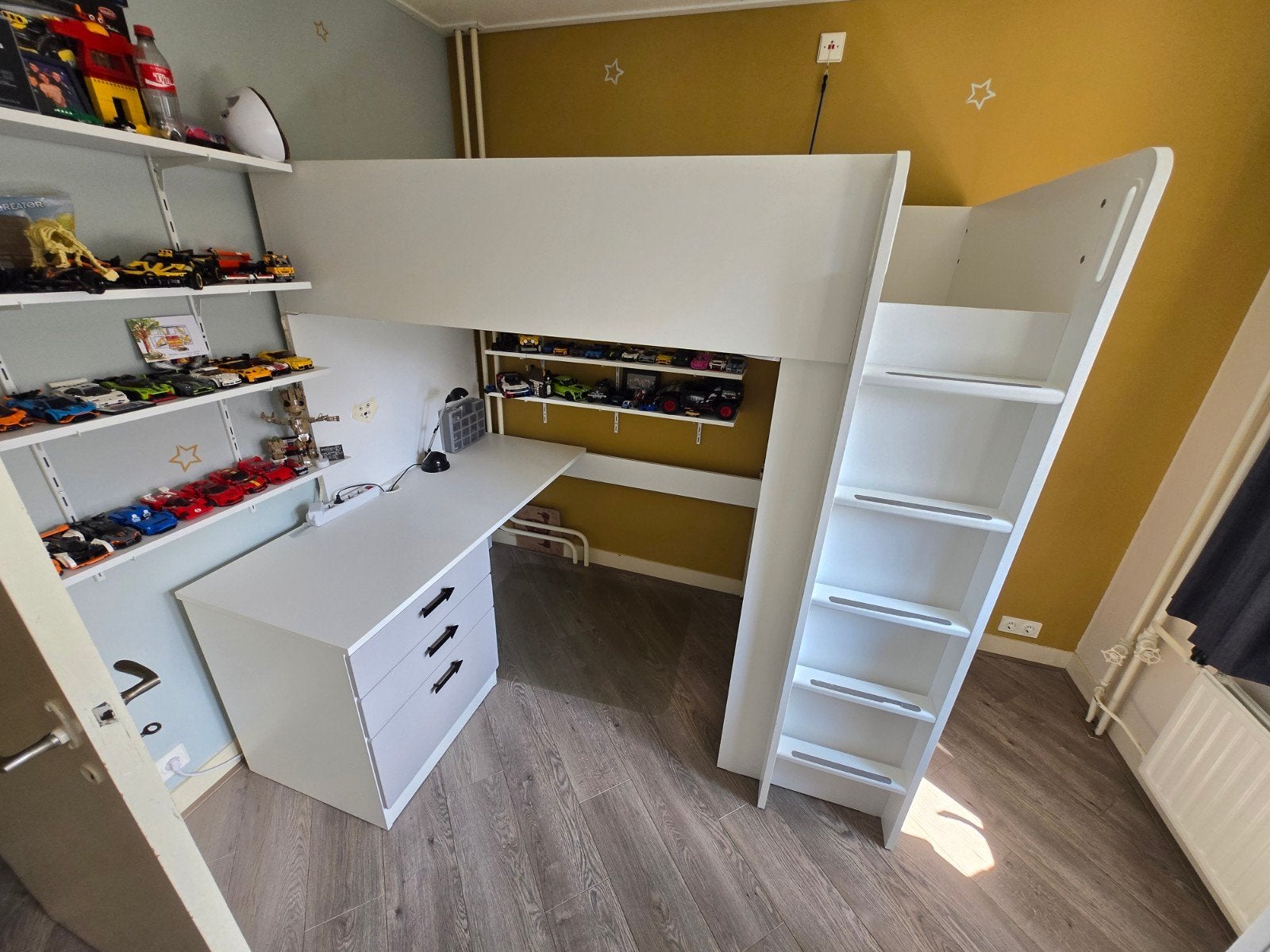 smastad ikea hoogslaper met bureau, kast en lades - Wit, Huis en Inrichting, Slaapkamer | Stapelbedden en Hoogslapers, Ophalen
