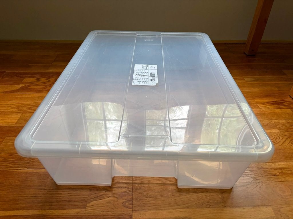 Samla plastic bak met deksel, opbergkrat IKEA groot, 40 tot 60 cm, Zo goed als nieuw, Minder dan 35 cm, Bak of Kist