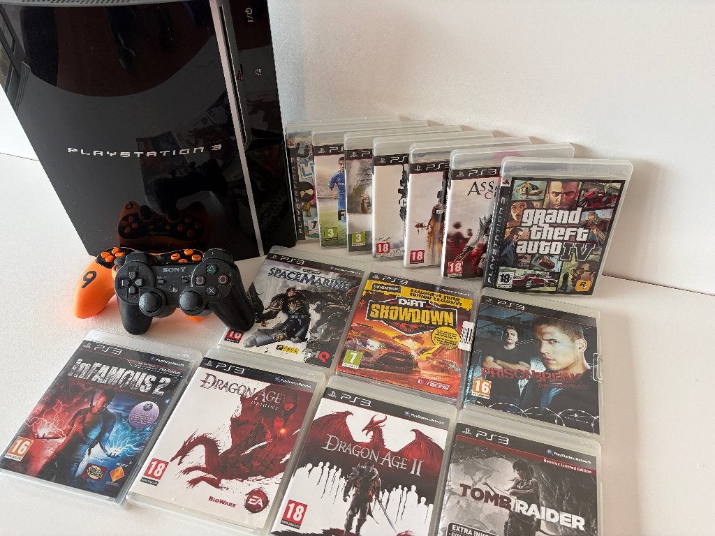 PlayStation 3 Fat 40GB bundel + 14 games + 2 controllers, Overige genres, 1 speler, Ophalen of Verzenden, Zo goed als nieuw